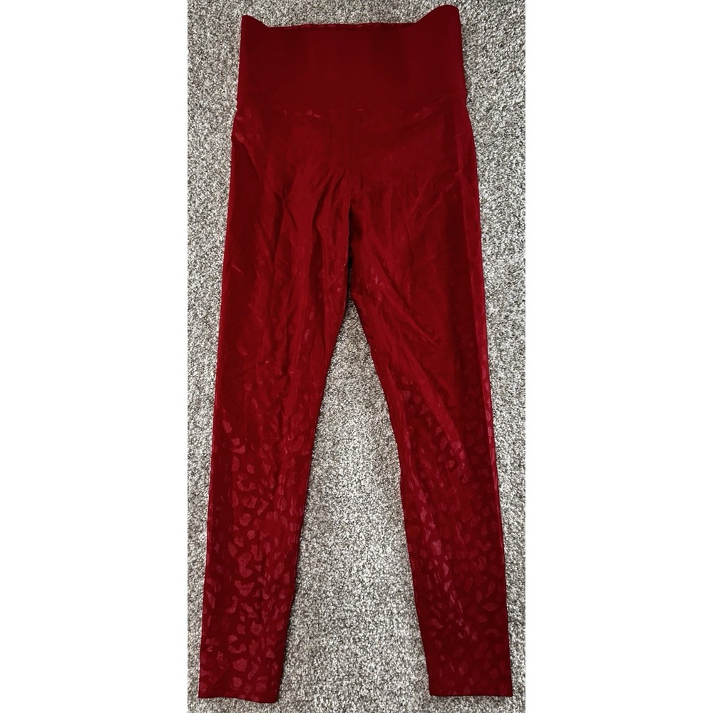 Carbon 38 Leggings Womens Small Red Leopard Takara Shine High Rise 7/8 Length